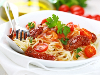 Špagety se sušenými rajčaty